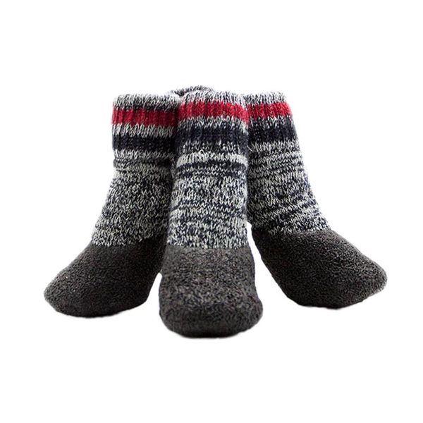 

pair pet fall winter terry padded warm waterproof dog socks non-slip dirt shoes (gray1#) apparel