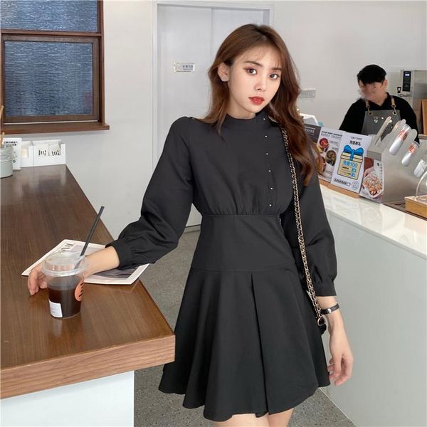 

casual dresses autumn hepburn little black dress fair maiden show thin cold wind restoring ancient ways is short, Black;gray