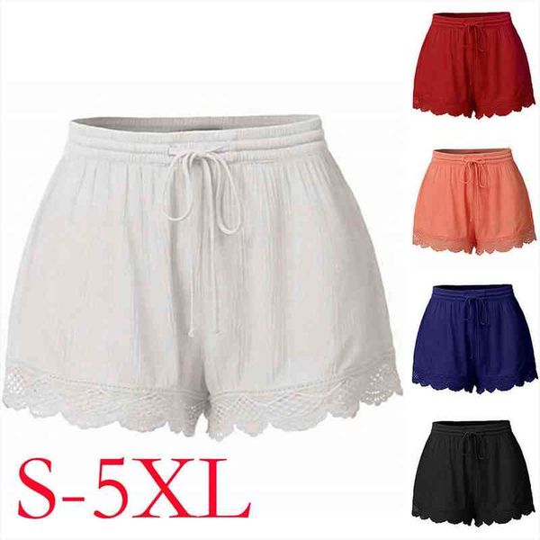 

s-5xl womens shorts summer short femme lace plus size rope tie shorts sport leggings trousers summer, White;black