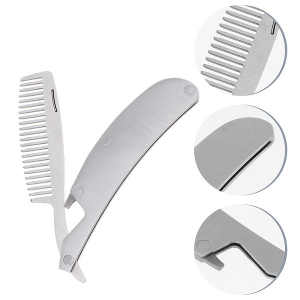 

hair brushes 1pc beard repair comb mini multipurpose male bottle opener man gift, Silver