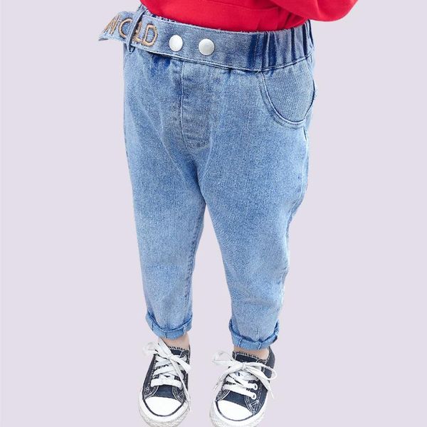 

jeans kids letter embroidery toddler with belt casual for girls baby girl clothes, Blue