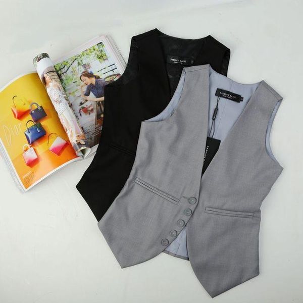 

women's vests 2021 plus size fashion women suit waistcoat casual vest sleeveless ol work office slim lady 4xl black grey jc418, Black;white
