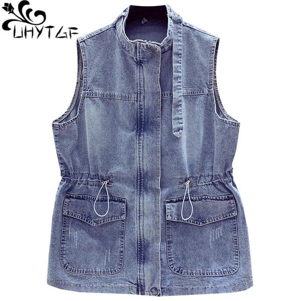 

women's vests uhytgf denim vest jacket women korean loose spring autumn waistcoat fashion sleeveless casual plus size jeans 976, Black;white