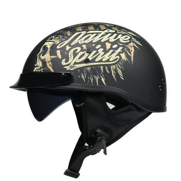

vintage half face motorcycle helmet casco casque moto retro helmets with inner sun visor