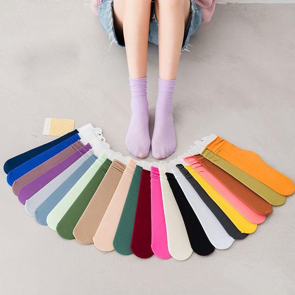 

socks & hosiery 5 pairs velvet women's tube candy color ladies pile japan korean summer thin style, Black;white