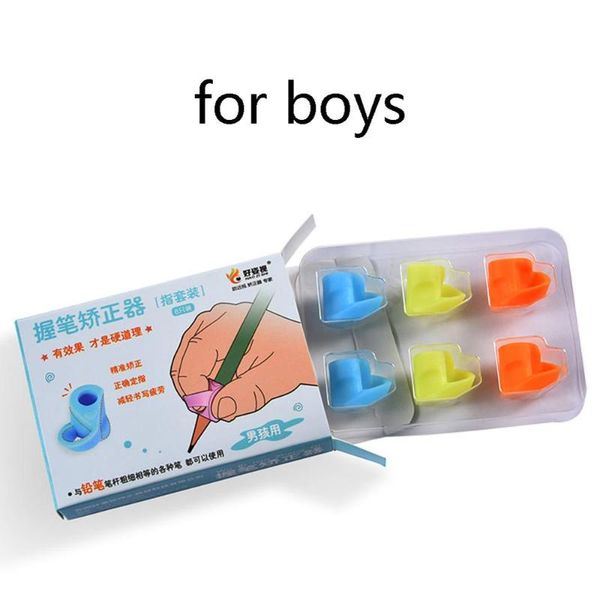 

6pcs / set children pencil holder correction writing hold pen grip posture tool silicone posturecorrector stationery refills, Black;red
