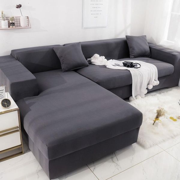 

chair covers 36 grey elastic couch sofa cover for living room sectional slipcover armchair furniture cover, l shape need to buy 2 pieces
