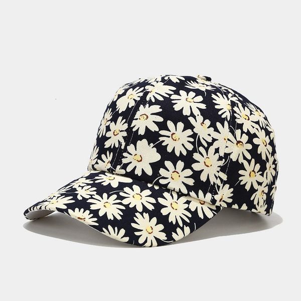 

new mini chrysanthemum printed baseball cap for spring and summer, Blue;gray