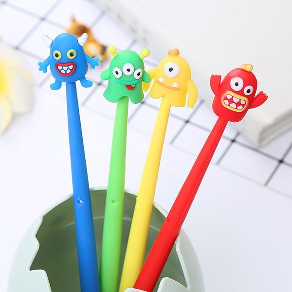 

gel pens 36 pcs/lot cartoon bendable monster pen cute 0.5mm black ink signature school office writing supply promotional gift