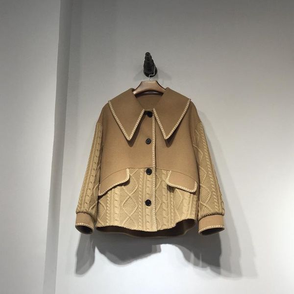 

women's wool & blends double faced cashmere overcoat in autumn and winter of 2021, Black