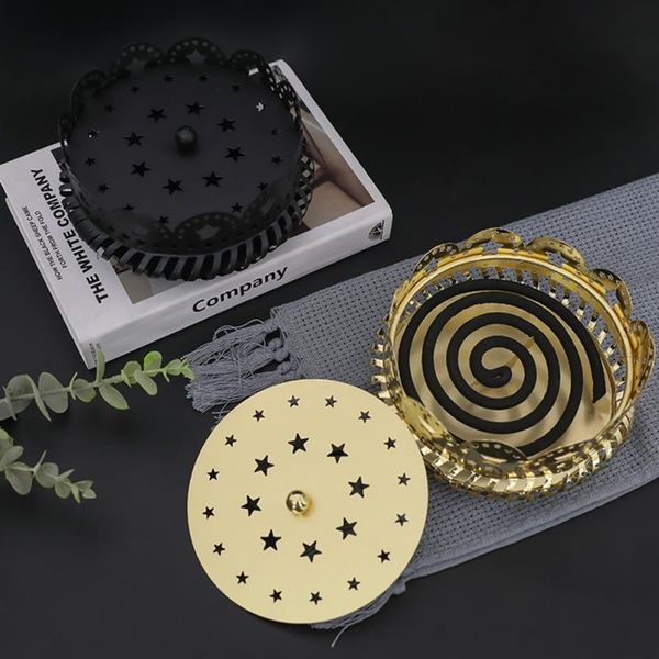 

fragrance lamps portable iron mosquito coil holder hollow box round incense burner anti scald wrought for home