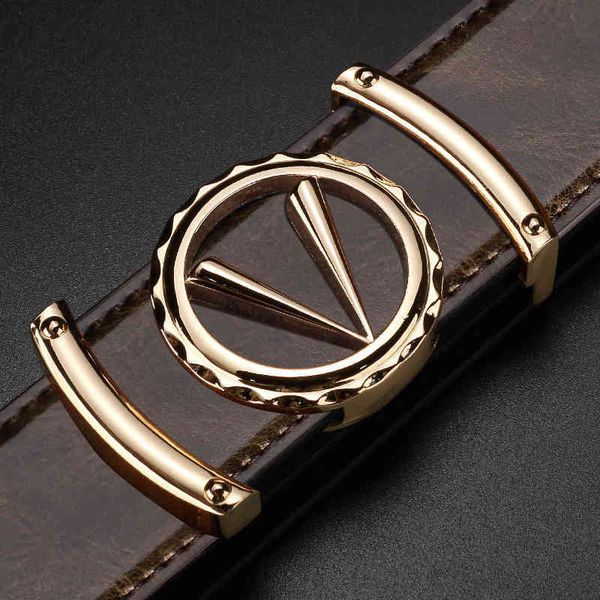 

men's leather belt letter smooth buckle leisure business youth fashion versatile trouser, Black;brown
