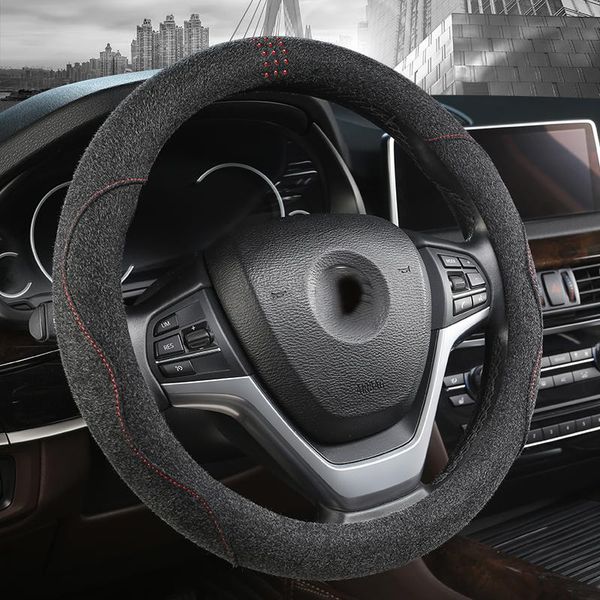 

steering wheel covers suede cow leather car steering-wheel cover 38cm car-styling sport auto anti-slip automotive accessories