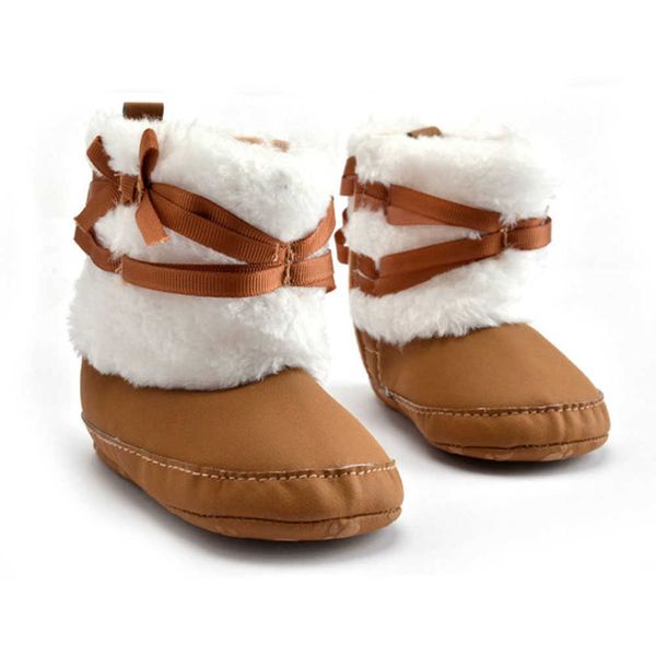 Neugeborene Baby Mädchen Schleife Schneestiefel Soft Crib Shies Kleinkind Strick Faux Fleece Stiefel G1023