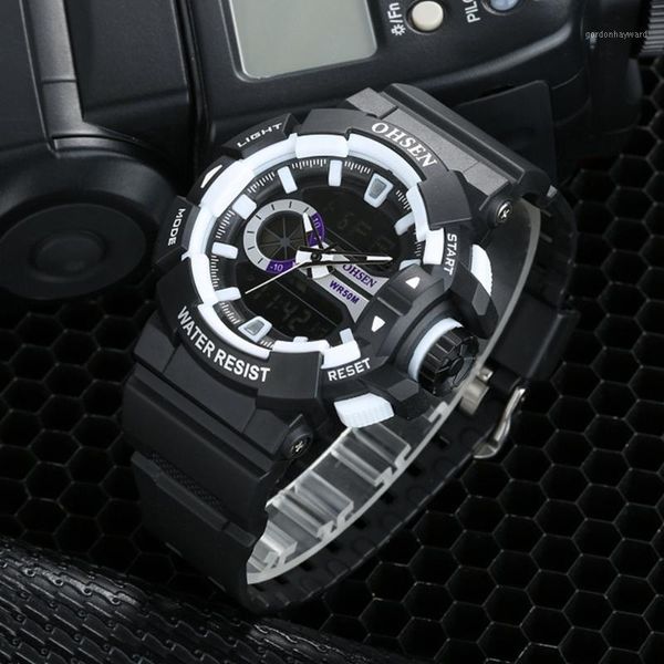 

digital quartz men's watch fashion waterproof silicone man wristwatch white outdoor sport electronic watches relogios wristwatches, Slivery;brown
