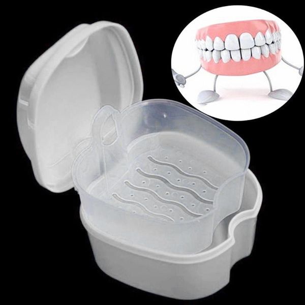 

storage boxes & bins denture bath box case dental false teeth with hanging net container intranet hangable white#30