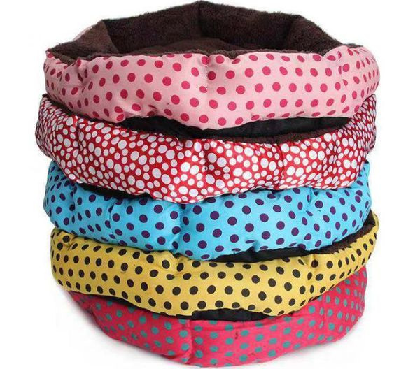 

2021 soft fleece dogs bed super cotton velvet pads circular point pattern pet supplies removable creative kennel easy clean, White
