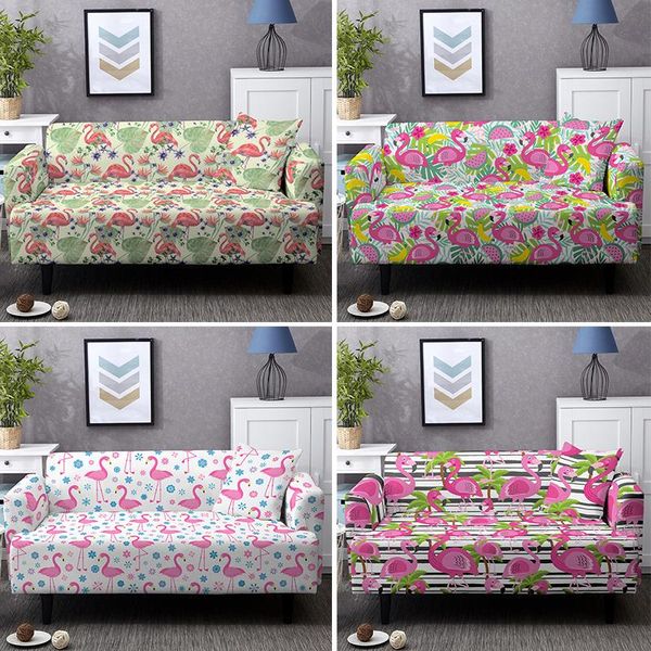 Stuhlhussen, elastische Sofabezug für Wohnzimmer, waschbar, rosa Flamingo-Cartoon-Druck, Couch-Schnitt-Eckbezug, 1/2/3/4-Sitzer