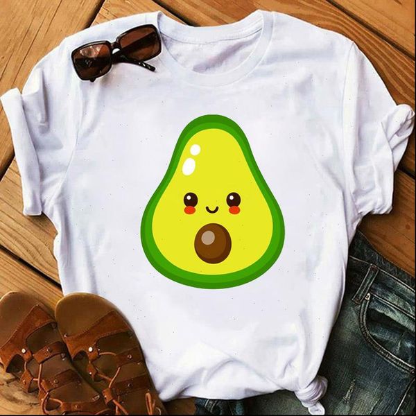 

avocado vegan harajuku kawaii women t shirt short sleeve vogue 90s fashion tees female, White
