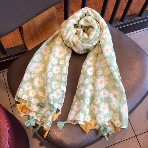 

scarves muslim hijabs little chrysanthemum print scarf tassels hijab kaleidoscopic shawl fashion women soft turban, Blue;gray