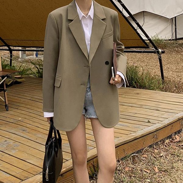 

women's suits & blazers women loose black casual blazer korean office ladies female vintage elegent spring autumn 2021, White;black
