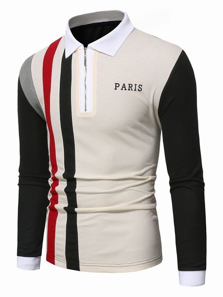 

men colorblock half zip polo shirt f4nc#, White;black