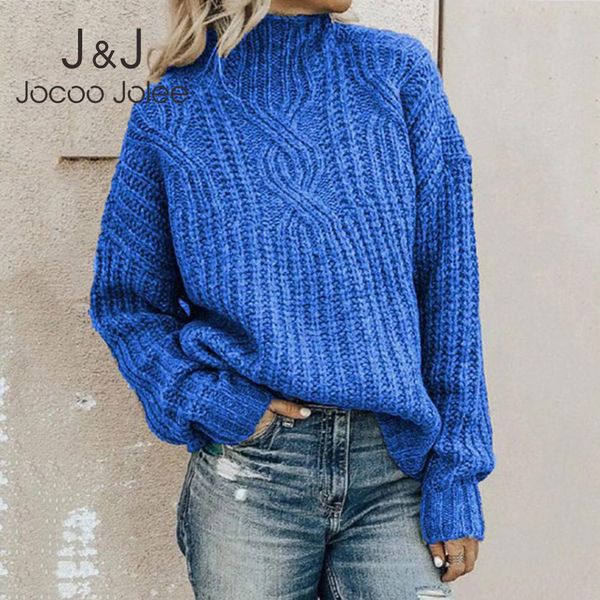 

jocoo jolee sweater for women batwing sleeve loose pullover turtleneck jumpers retro twist knitted sweater autumn winter 210518, White;black