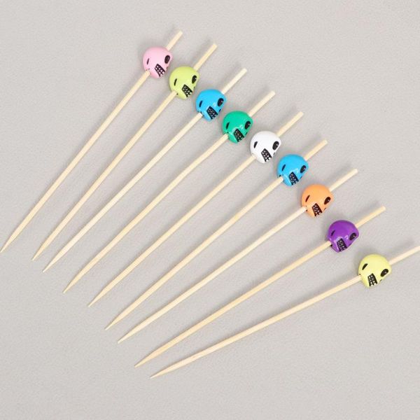 

forks 100pcs picks cocktail fruit appetizer drink sticks disposable bamboo toothpicks party supplies(pattern)