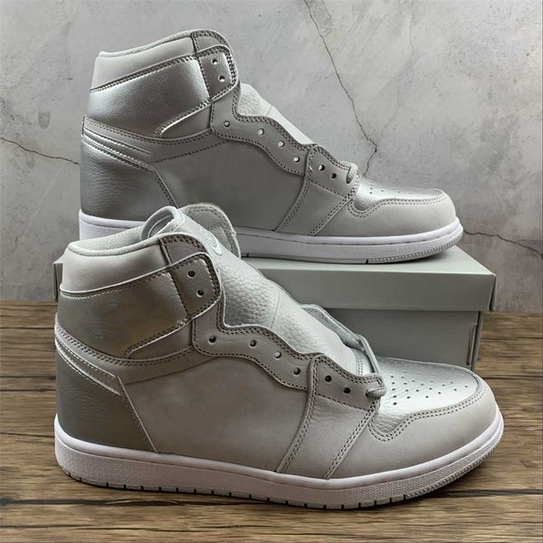 

shoes jumpman 1 high og silver white basketball mens 1s designer sports sneakers ship size us7-13