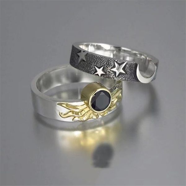 

creative sun star combination ring set, Silver