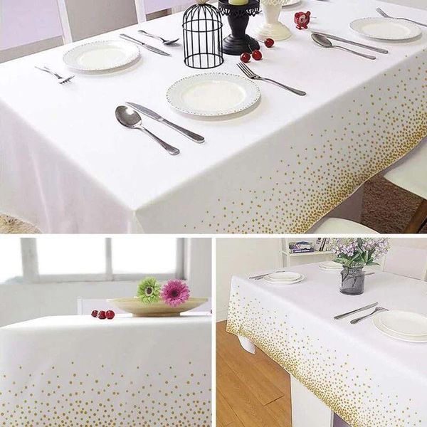 

1pcs gold dots tablecloth table overlays wedding decoration banquet dining cover year christmas cloth disposable dinnerware
