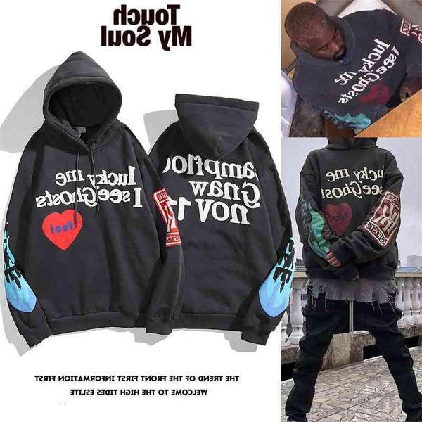 

hoodiesfashion brand hoodie men's wear coconut smile face graffiti foam printing loose hooded sweater couple coat1, Black