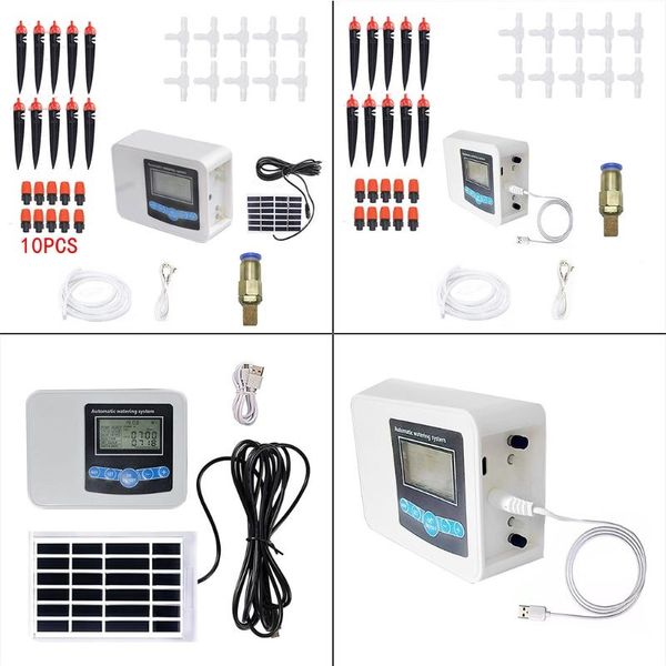 

watering equipments solar double pump sprinkler hose faucet water timer automatic smart garden yard lawn greenhouse drip irrigation