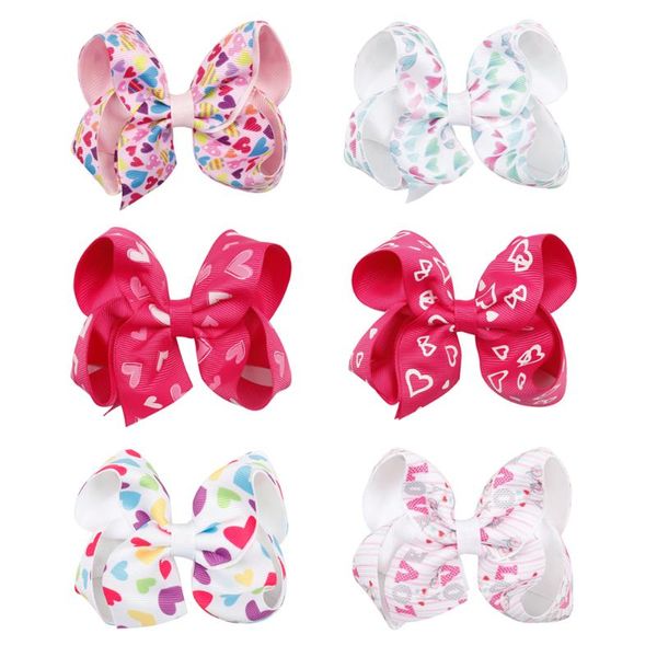

hair accessories cute girls print flower bow with hairpins for children lovely clips barrettes fashion kids barette cheveux, Slivery;white