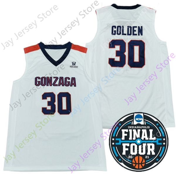 

2021 final four new ncaa college gonzaga bulldogs jerseys 30 golden basketball jersey white size youth all stitched, Black;red