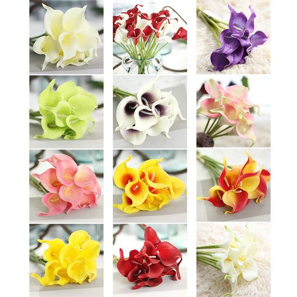 

decorative flowers & wreaths artificial flower home garden balcony fake wedding bridal mini real touch calla lily bouquet decor