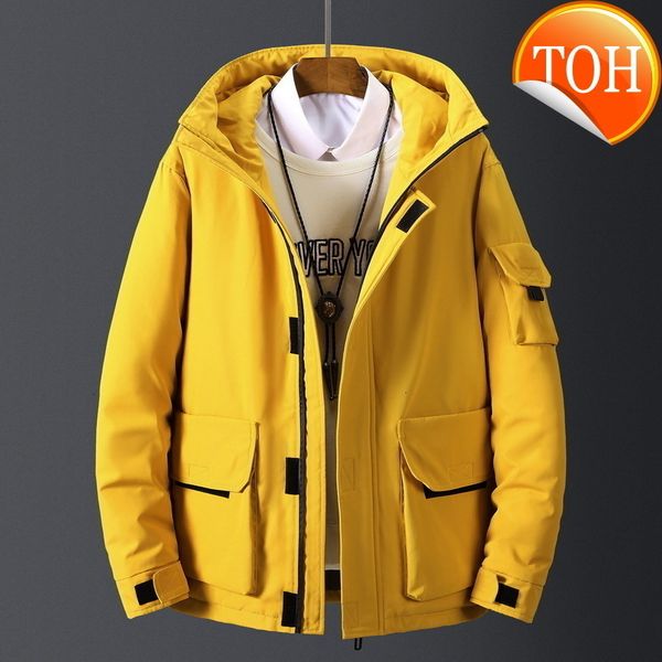 

jacket 95%down jackets men winter fashion thick warm parkas fur white duck coats casual man waterproof, Black
