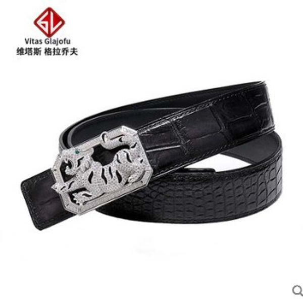 

weitasi crocodile skin belt man for men animal head business leisure belts, Black;brown