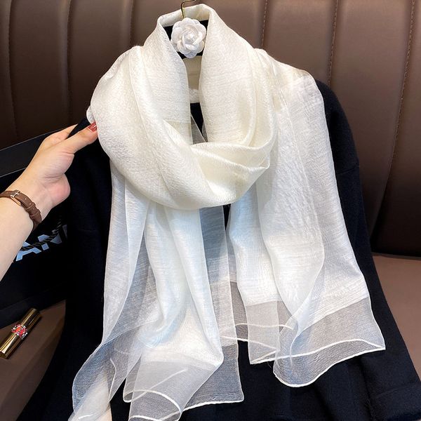 2020 designer marca mulheres lenço de seda lenços para senhora pashmina preto branco branco foulard bandana hijabs lenços pescoço xales
