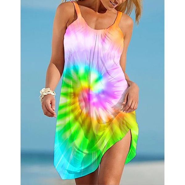

fascinating long-sleeved round neck strap new style 3D printing loose summer beach seabed animal octopus sling sleeveless casual dress, Black;gray