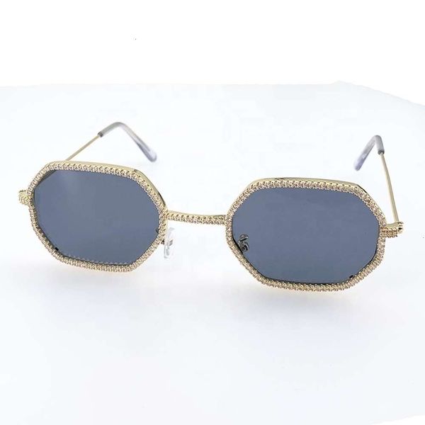 

highend accessories customized bling gold frame with grey lens hip hop iced out sunglass, Black