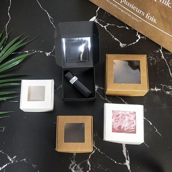 

gift wrap wholesale 50pcs kraft paper box transparent pvc window soap boxes jewelry packaging wedding favors candy