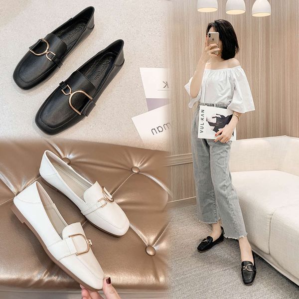 

casual shoes 2021 spring new elegant ladybug shoes shallow mouth flat bottom soft doudou women's fashion trend casual versatile single, Black