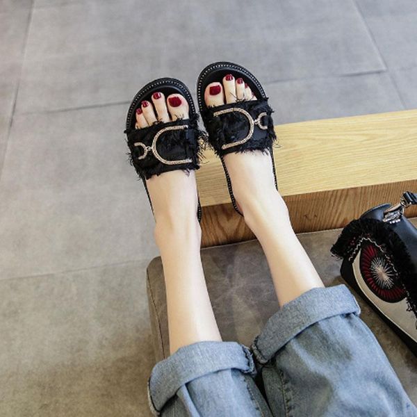 

slippers sandals women's flip flops casual shoes flat beach, Black