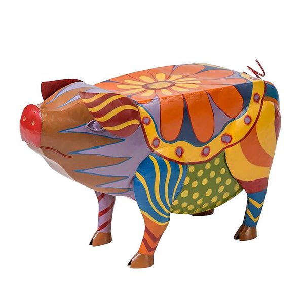 

garden decorations pig patio side table colorful folk art furniture animal resin statues sculptures crafts for courtyard