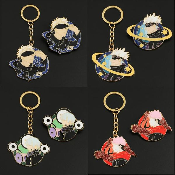 

keychains fashion jujutsu kaisen yuji itadori keychain fushiguro megumi cosplay two-sided acrylic keyring anime jewelry fans souvenir, Silver