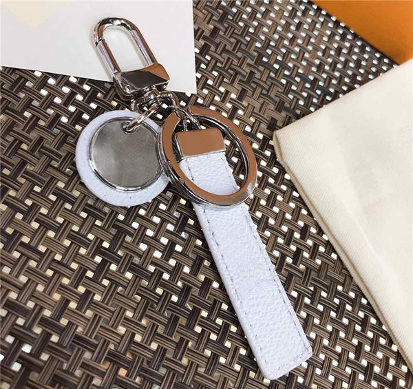 

designer classic black/white/gray pu leather key chain ring accessories fashion car keychain ne0 club keychains buckle for men women with re, Silver
