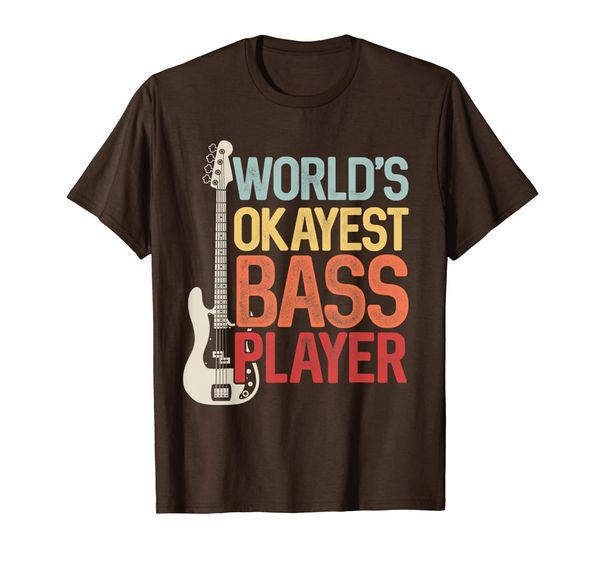 

world's okayest bass player bassists musician t-shirt, White;black