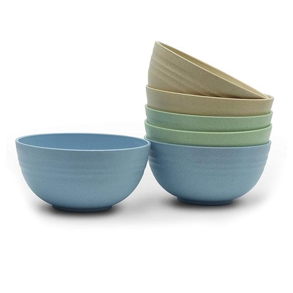 

[set of 6] unbreakable cereal bowls 24 oz set microwave and dishwasher safe friendly bowl mixed color
