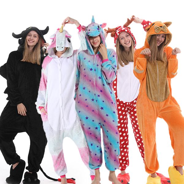 

2021women men pajama set kigurumi unicorn pajamas animal panda stitch onsie cosplay pijama flannel woman homewear sleepwear, Black;red